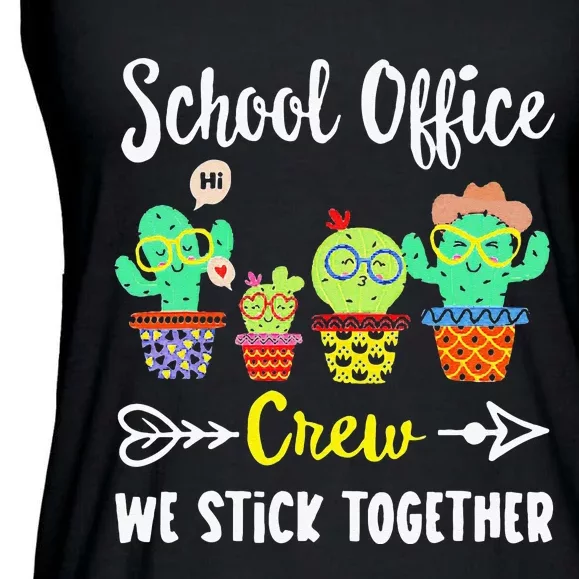 School Office Crew We Stick Together Funny Cactus Ladies Essential Flowy Tank