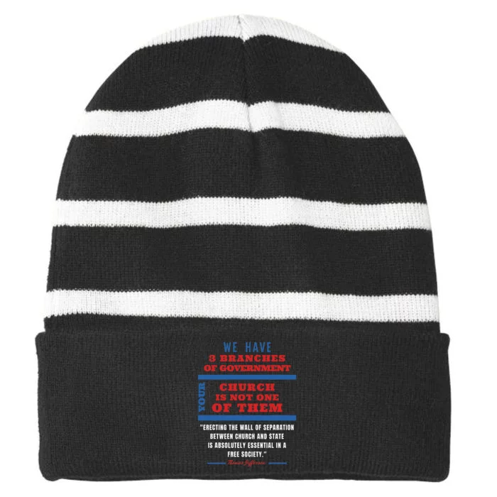 Separation Of Church And State Defend Our Democracy Striped Beanie with Solid Band