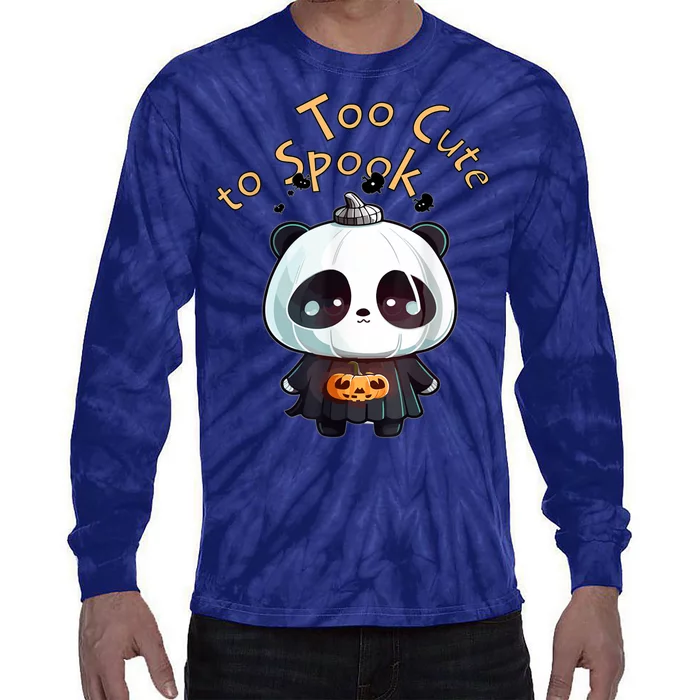 Spooky October Cute Halloween Pumpkin Panda Tie-Dye Long Sleeve Shirt