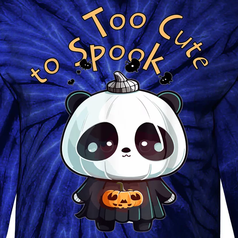 Spooky October Cute Halloween Pumpkin Panda Tie-Dye Long Sleeve Shirt