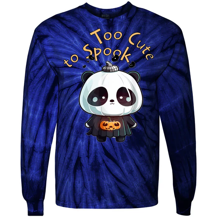 Spooky October Cute Halloween Pumpkin Panda Tie-Dye Long Sleeve Shirt