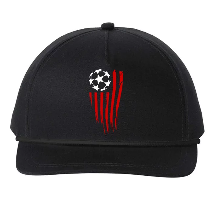 Soccer Ball American Flag Snapback Five-Panel Rope Hat