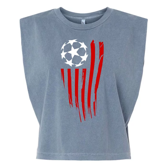 Soccer Ball American Flag Garment-Dyed Women's Muscle Tee