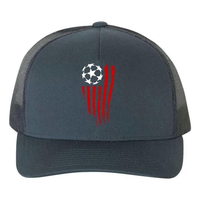 Soccer Ball American Flag Yupoong Adult 5-Panel Trucker Hat