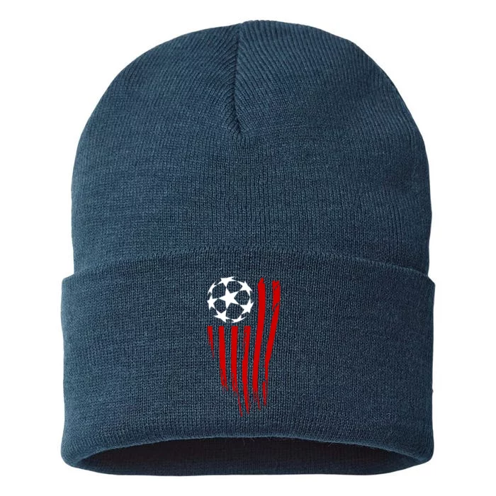 Soccer Ball American Flag Sustainable Knit Beanie