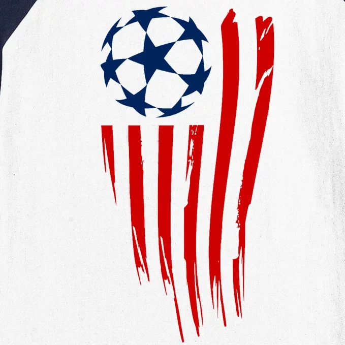 Soccer Ball American Flag Baseball Sleeve Shirt