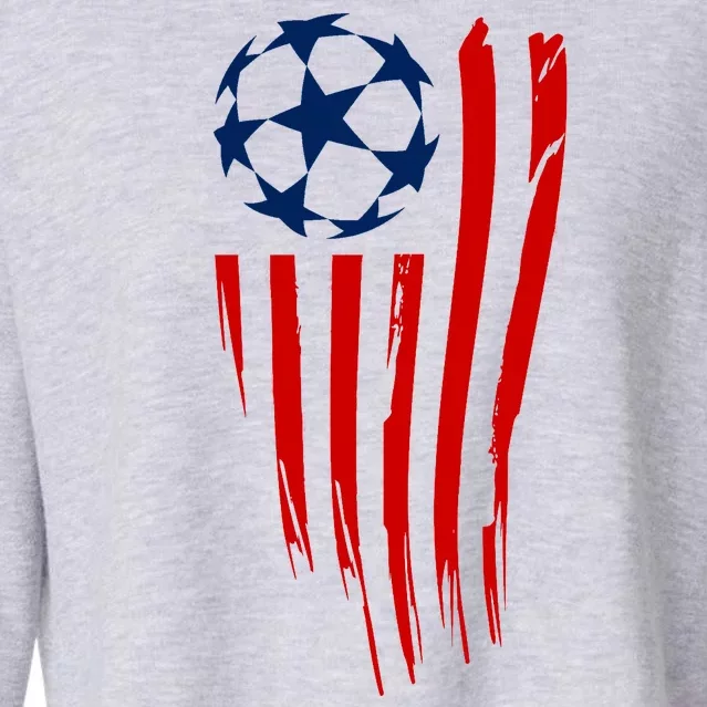 Soccer Ball American Flag Cropped Pullover Crew