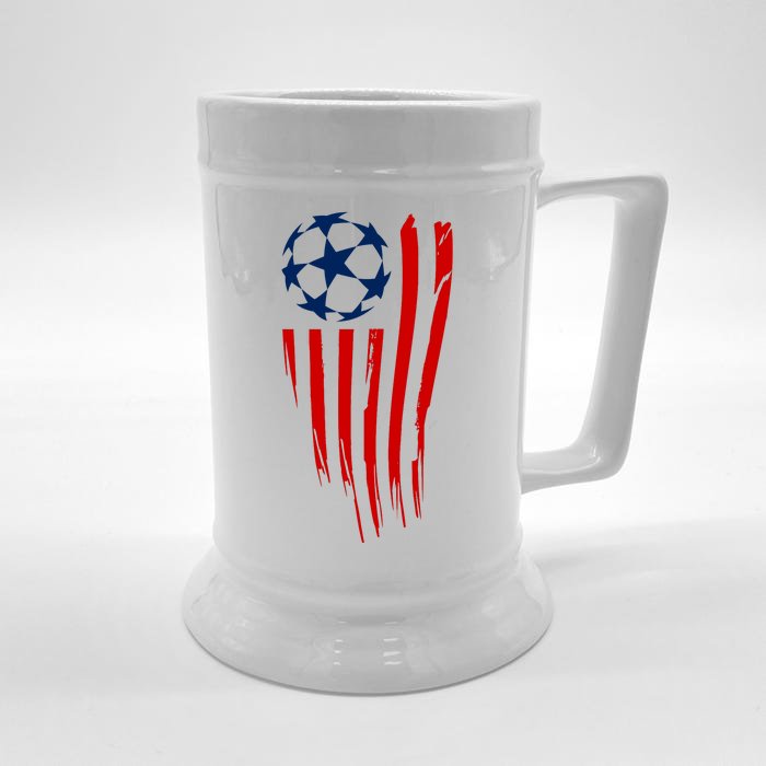 Soccer Ball American Flag Front & Back Beer Stein