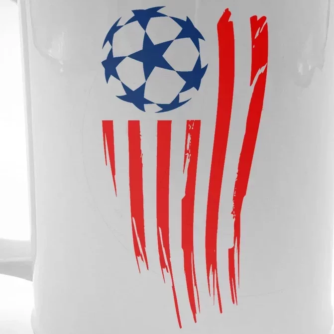 Soccer Ball American Flag Front & Back Beer Stein