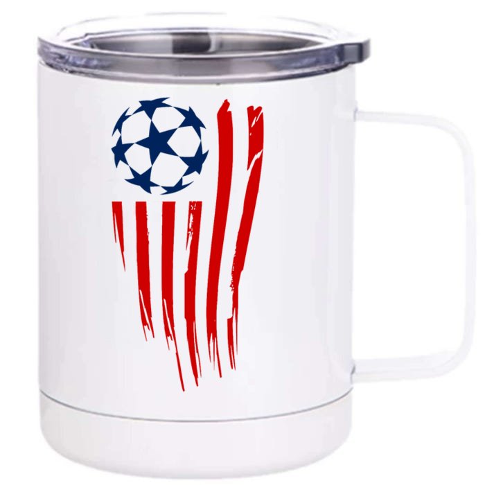 Soccer Ball American Flag Front & Back 12oz Stainless Steel Tumbler Cup