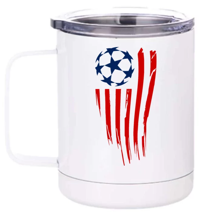 Soccer Ball American Flag Front & Back 12oz Stainless Steel Tumbler Cup