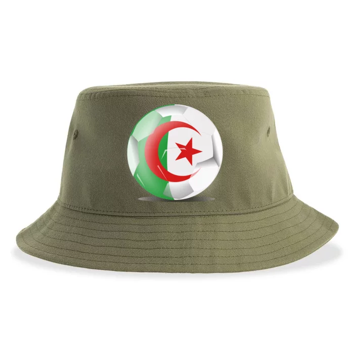 Soccer Ball Country Flag Algeria Sustainable Bucket Hat