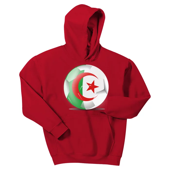 Soccer Ball Country Flag Algeria Kids Hoodie