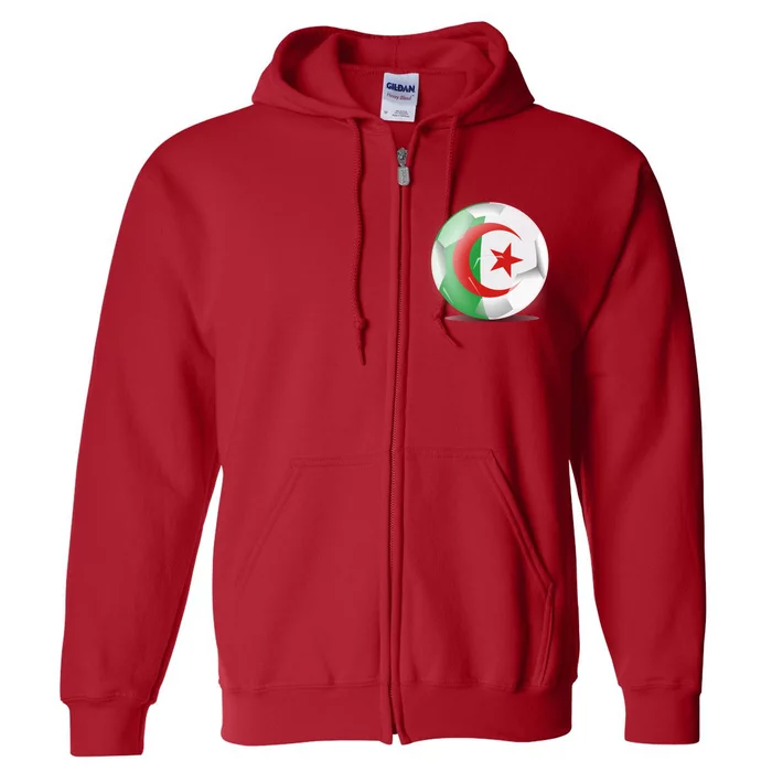 Soccer Ball Country Flag Algeria Full Zip Hoodie