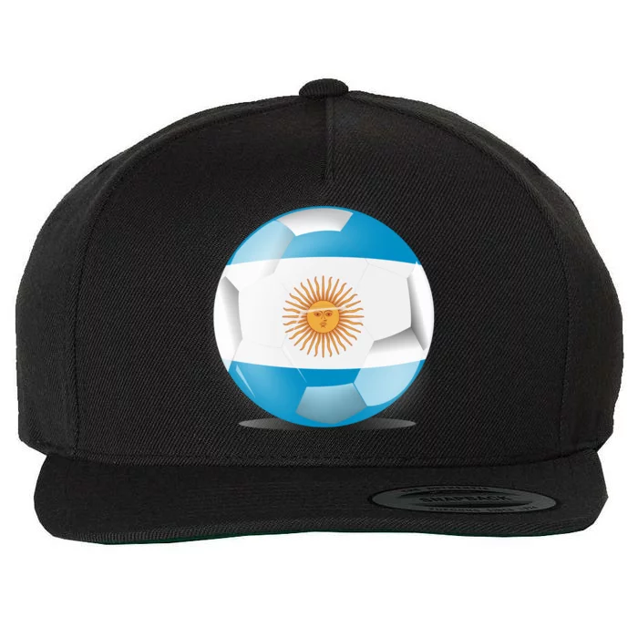 Soccer Ball Country Flag Argentina Wool Snapback Cap