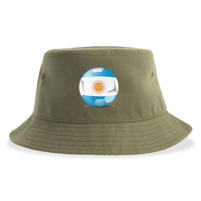 Soccer Ball Country Flag Argentina Sustainable Bucket Hat