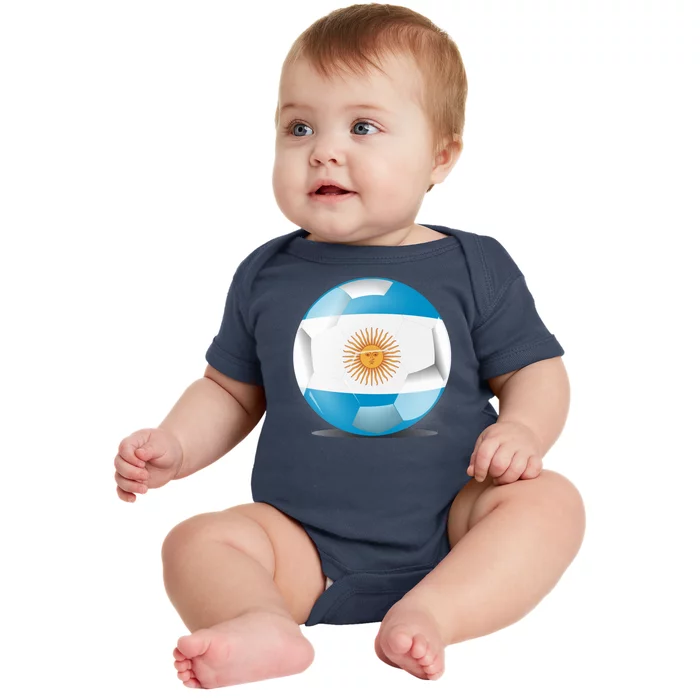 Soccer Ball Country Flag Argentina Baby Bodysuit