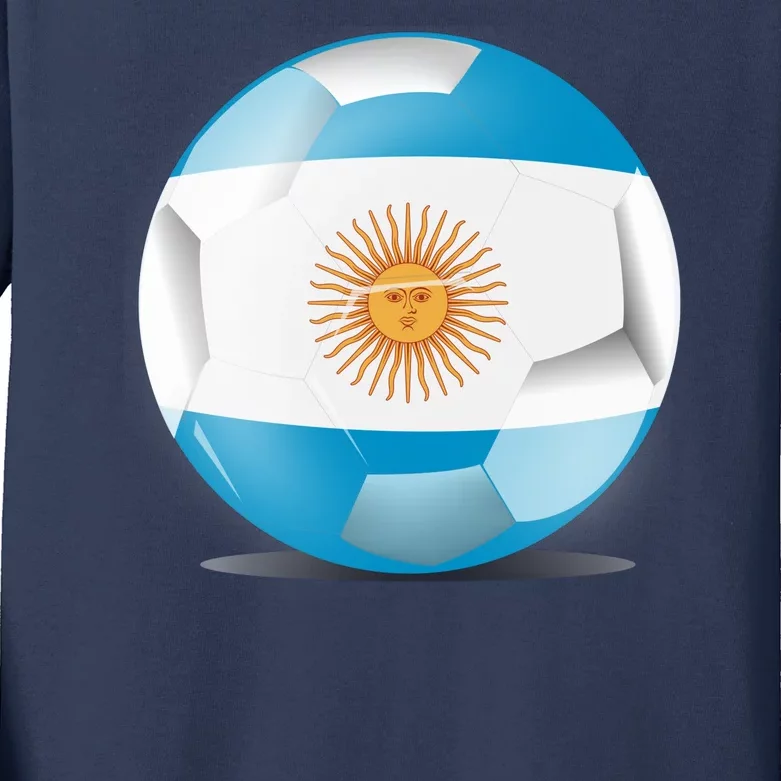 Soccer Ball Country Flag Argentina Kids Long Sleeve Shirt