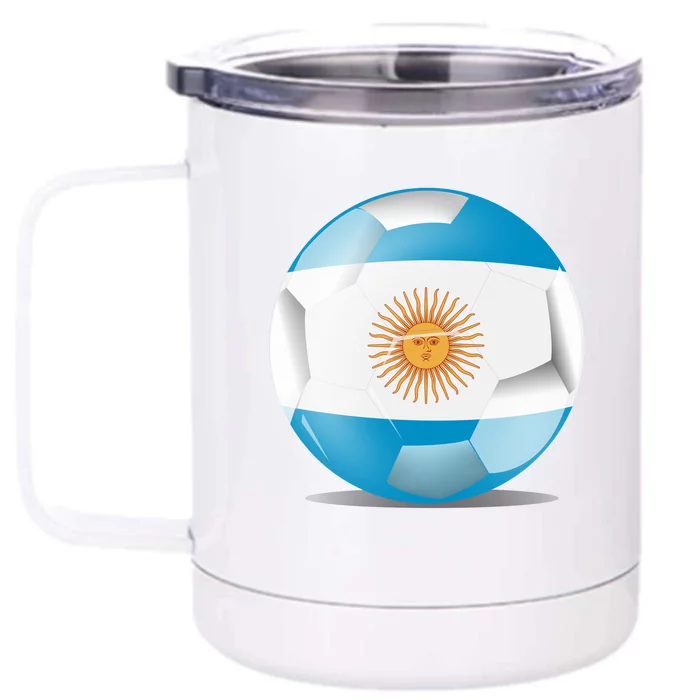 Soccer Ball Country Flag Argentina Front & Back 12oz Stainless Steel Tumbler Cup