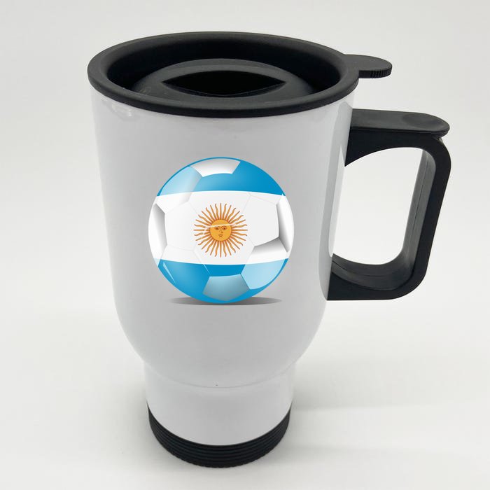 Soccer Ball Country Flag Argentina Front & Back Stainless Steel Travel Mug