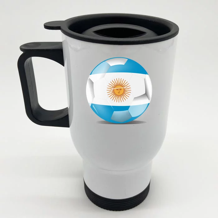 Soccer Ball Country Flag Argentina Front & Back Stainless Steel Travel Mug