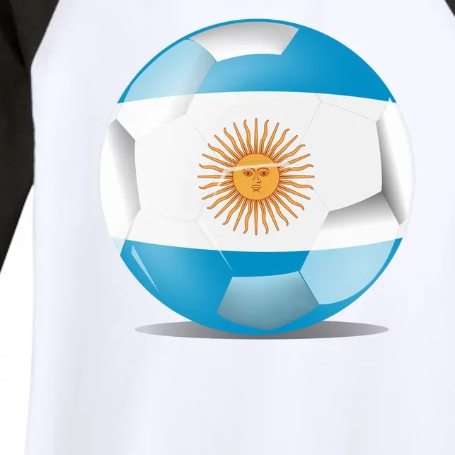 Soccer Ball Country Flag Argentina Women's Tri-Blend 3/4-Sleeve Raglan Shirt