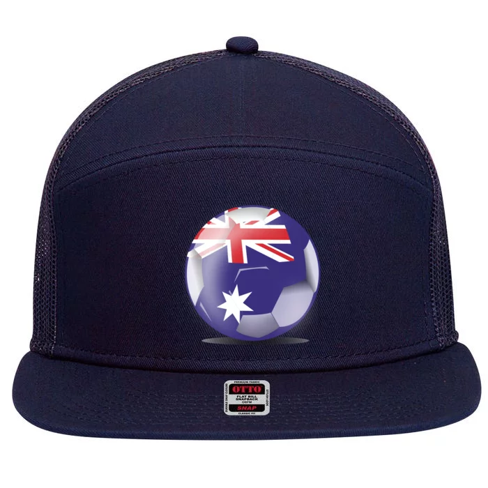 Soccer Ball Country Flag Australia 7 Panel Mesh Trucker Snapback Hat