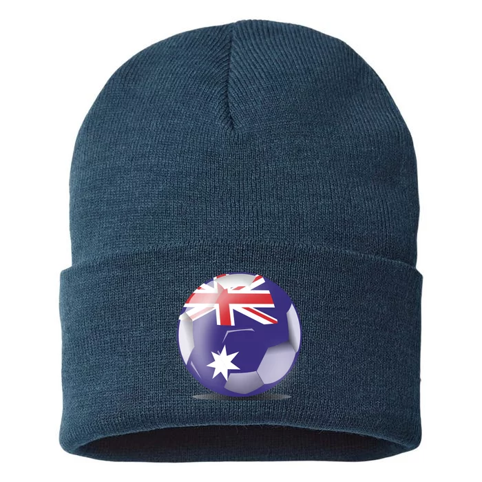 Soccer Ball Country Flag Australia Sustainable Knit Beanie