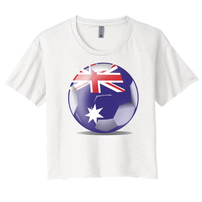 Soccer Ball Country Flag Australia Women's Crop Top Tee