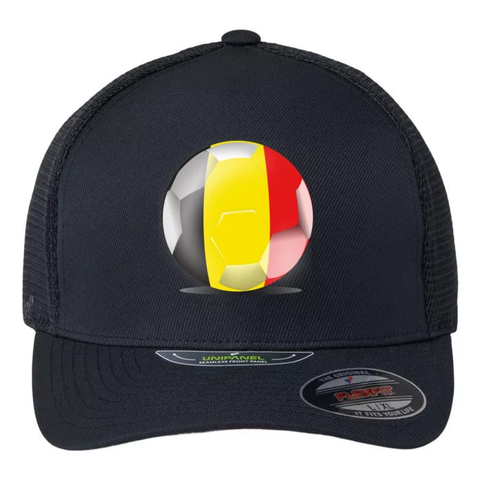 Soccer Ball Country Flag Belgium Flexfit Unipanel Trucker Cap