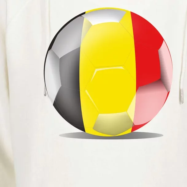 Soccer Ball Country Flag Belgium Womens Funnel Neck Pullover Hood