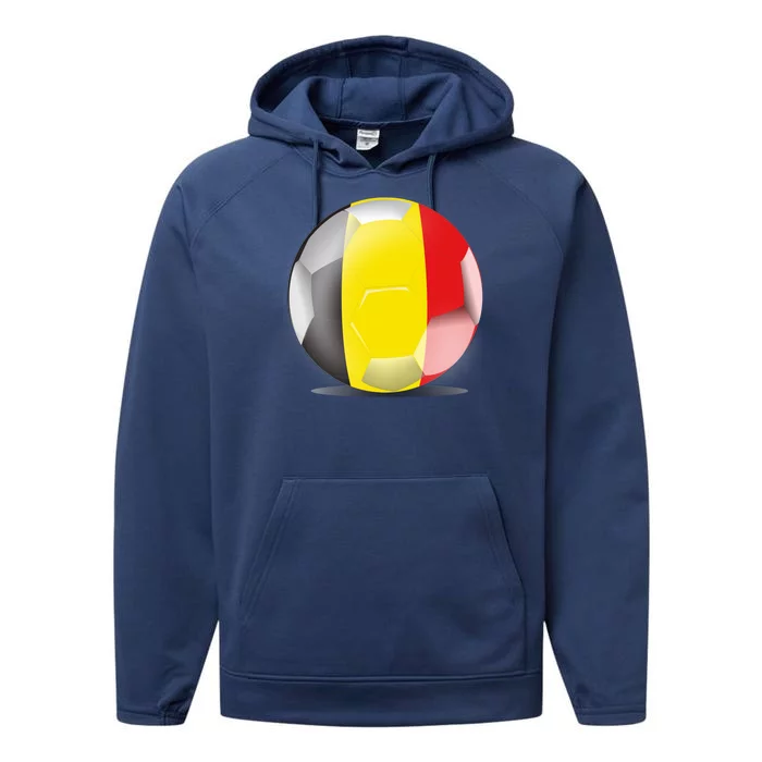 Soccer Ball Country Flag Belgium Performance Fleece Hoodie