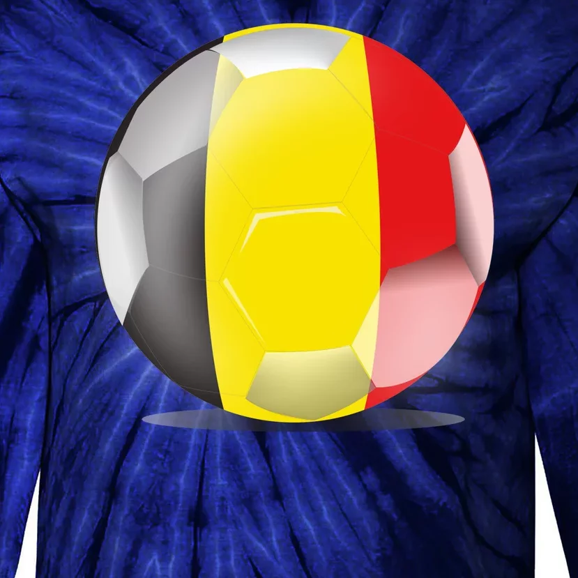 Soccer Ball Country Flag Belgium Tie-Dye Long Sleeve Shirt