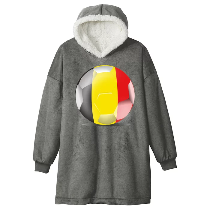 Soccer Ball Country Flag Belgium Hooded Wearable Blanket