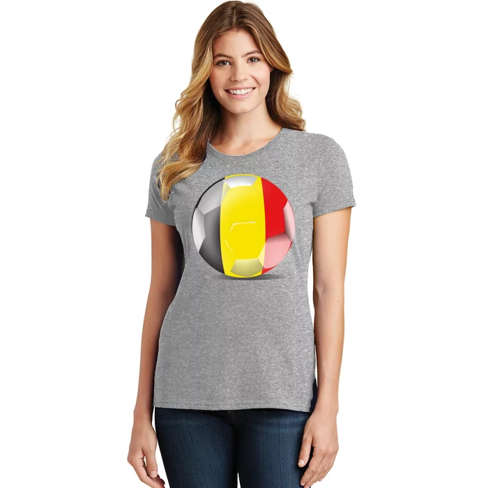 Soccer Ball Country Flag Belgium Women's T-Shirt