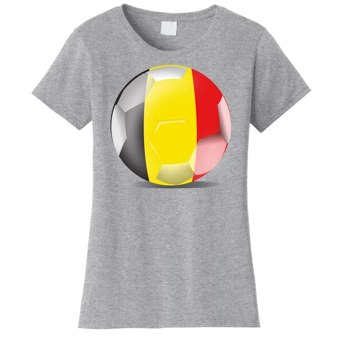 Soccer Ball Country Flag Belgium Women's T-Shirt