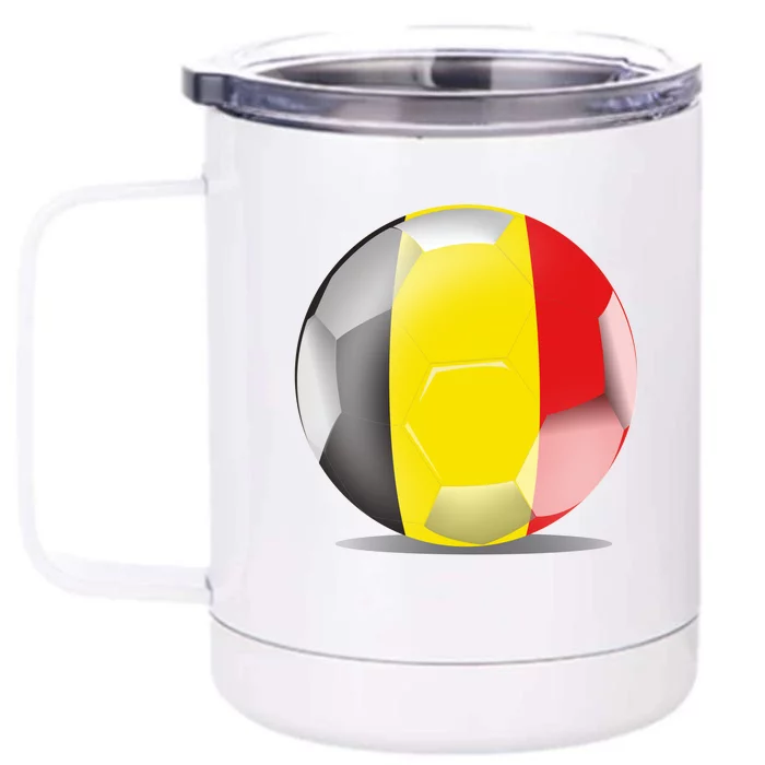 Soccer Ball Country Flag Belgium Front & Back 12oz Stainless Steel Tumbler Cup