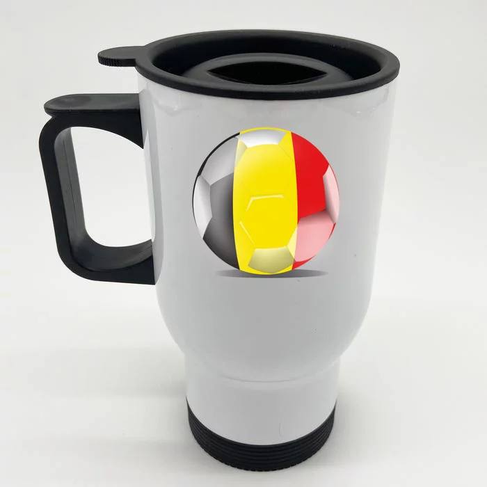 Soccer Ball Country Flag Belgium Front & Back Stainless Steel Travel Mug