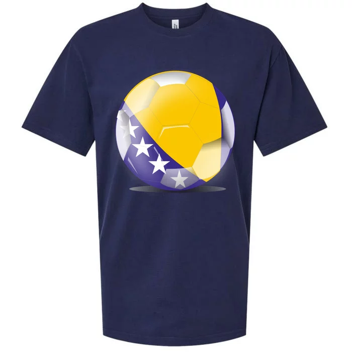 Soccer Ball Country Flag Bosnia Herzegovina Sueded Cloud Jersey T-Shirt