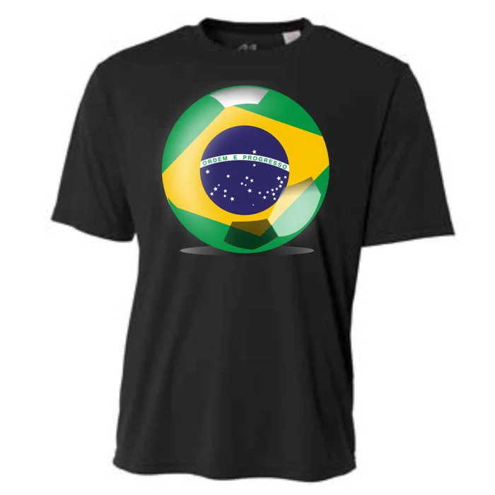 Soccer Ball Country Flag Brazil Cooling Performance Crew T-Shirt