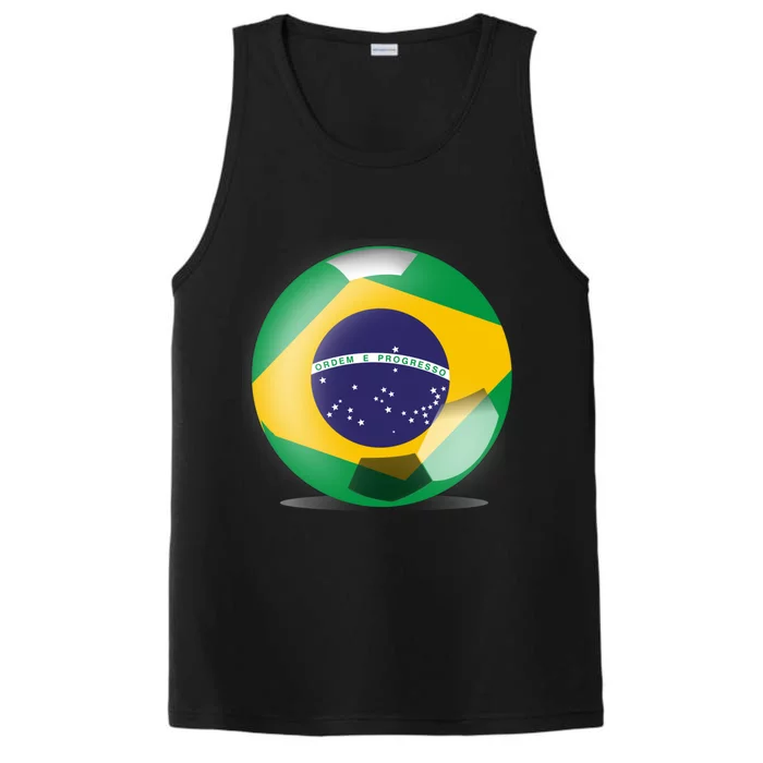 Soccer Ball Country Flag Brazil Performance Tank