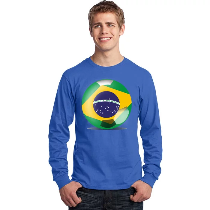 Soccer Ball Country Flag Brazil Tall Long Sleeve T-Shirt