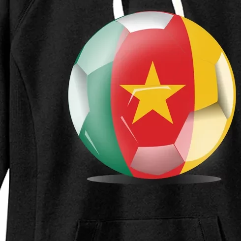 Soccer Ball Country Flag Cameroon Women's Fleece Hoodie