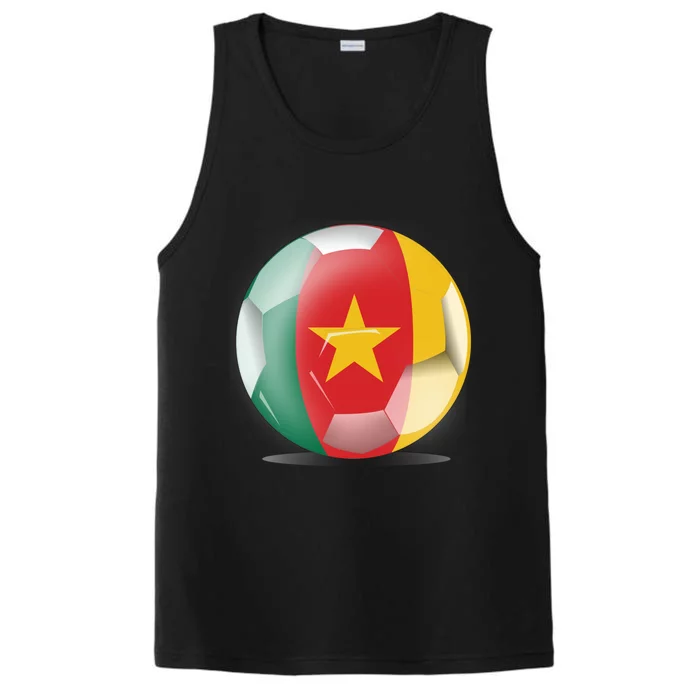 Soccer Ball Country Flag Cameroon Performance Tank