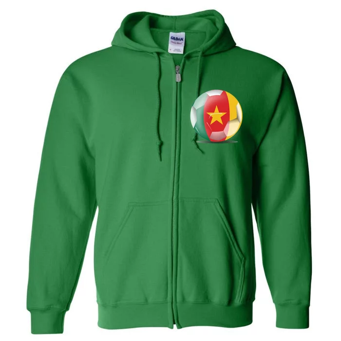 Soccer Ball Country Flag Cameroon Full Zip Hoodie