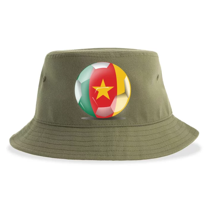 Soccer Ball Country Flag Cameroon Sustainable Bucket Hat