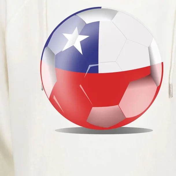 Soccer Ball Country Flag Chile Womens Funnel Neck Pullover Hood