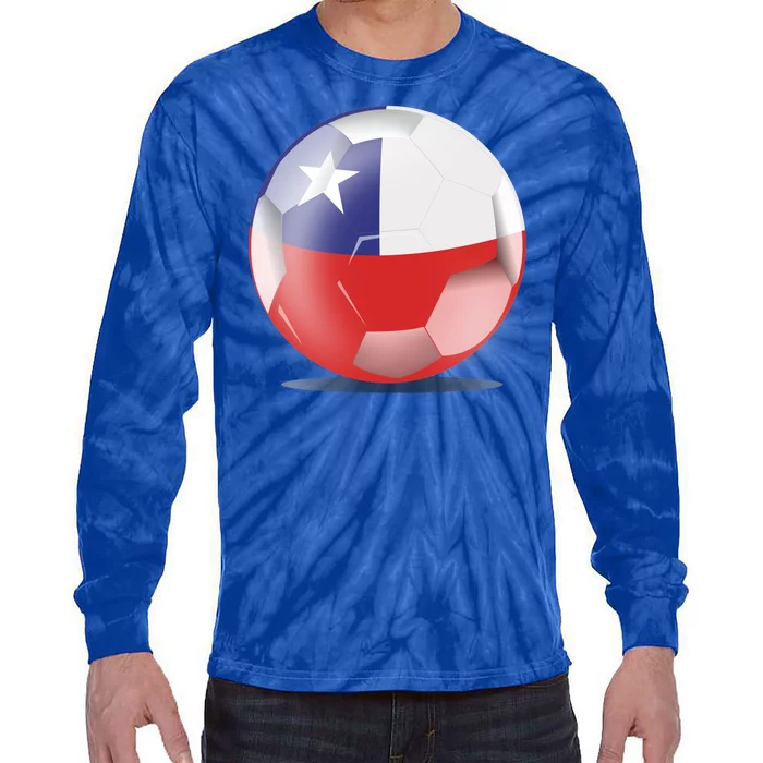 Soccer Ball Country Flag Chile Tie-Dye Long Sleeve Shirt