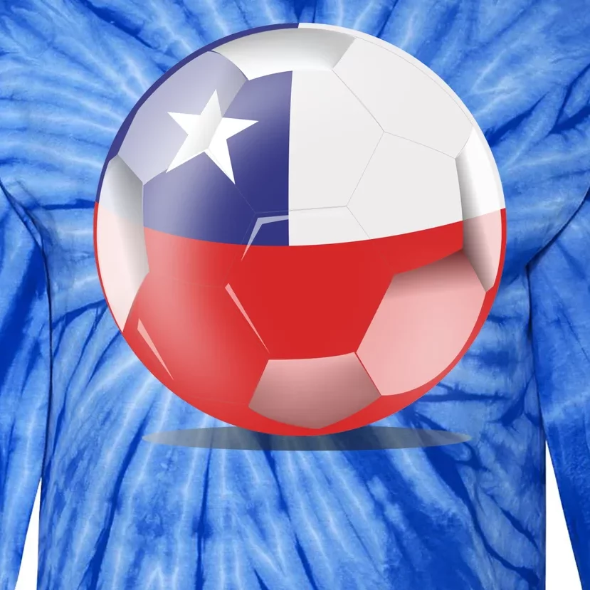 Soccer Ball Country Flag Chile Tie-Dye Long Sleeve Shirt