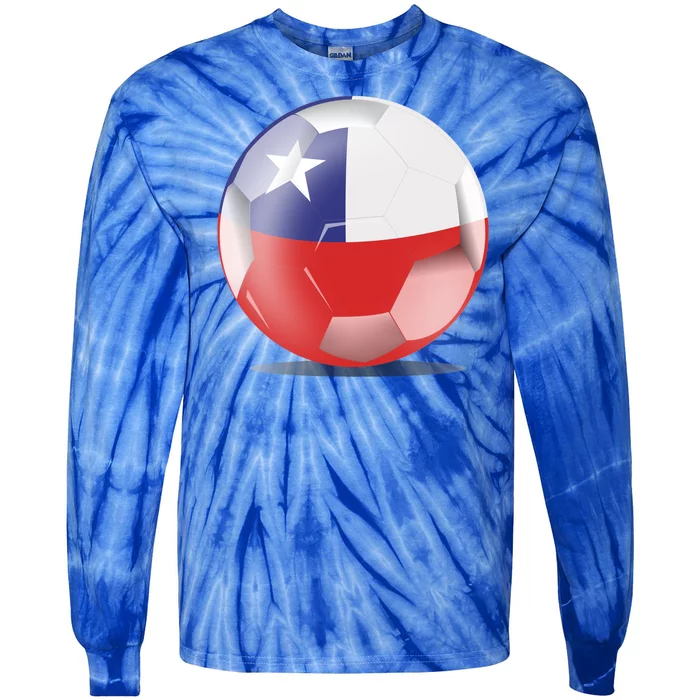 Soccer Ball Country Flag Chile Tie-Dye Long Sleeve Shirt